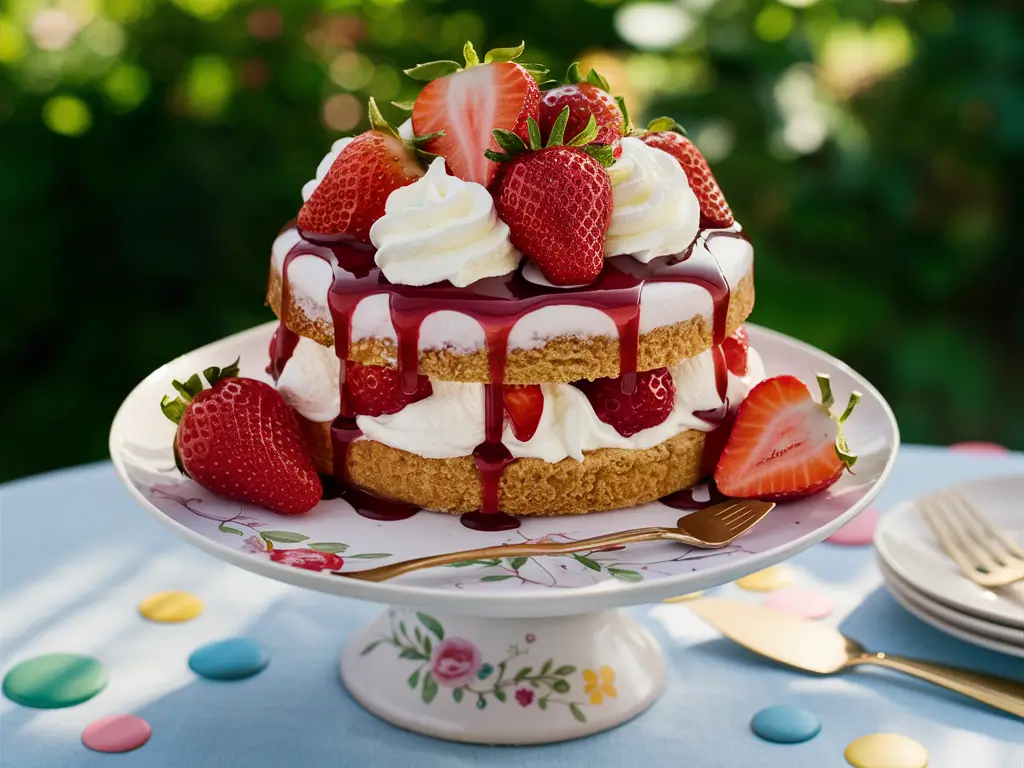 Delicious Strawberry Shortcake Ice Cream Cake