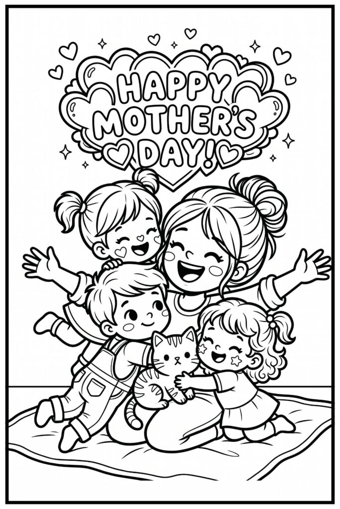 Aesthetic Mother's Day Coloring Pages
