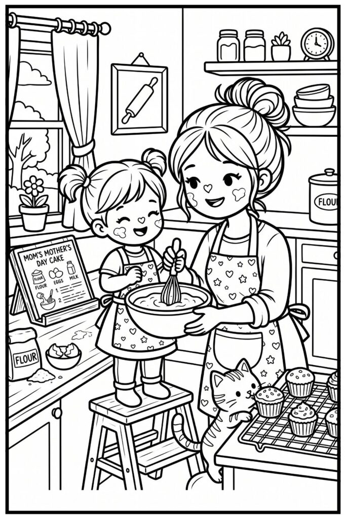 Aesthetic Mother's Day Coloring Pages