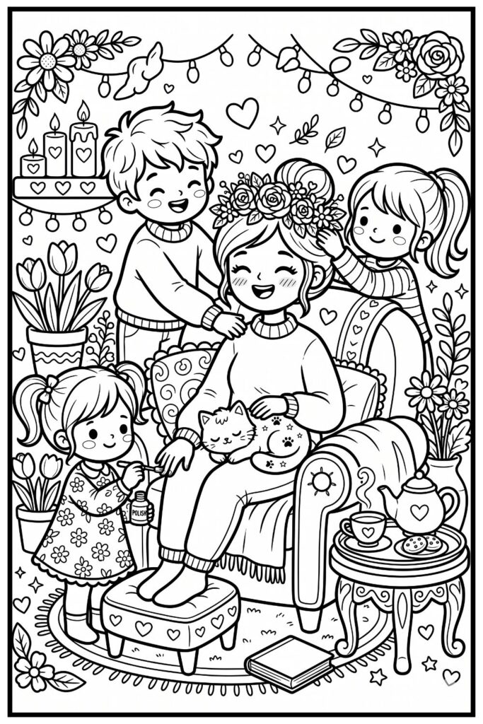 Aesthetic Mother's Day Coloring Pages
